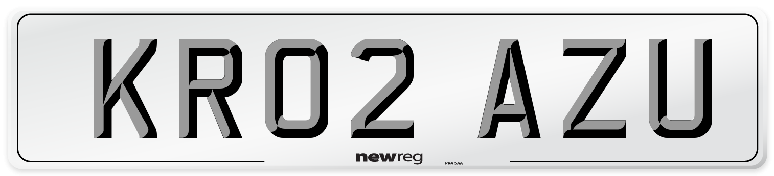 KR02 AZU Number Plate from New Reg